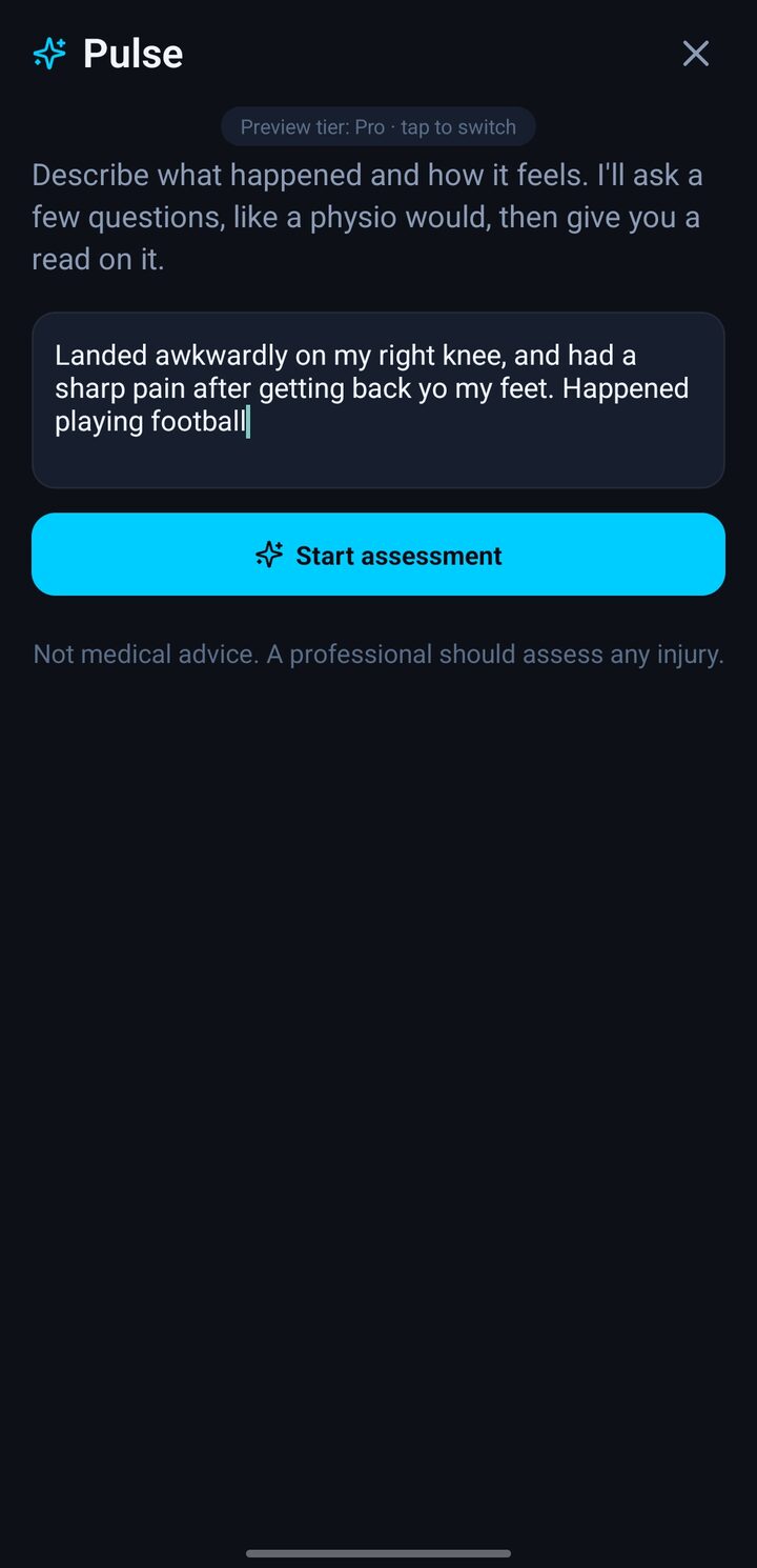 InjuryLog Pulse: describe what happened in plain words
