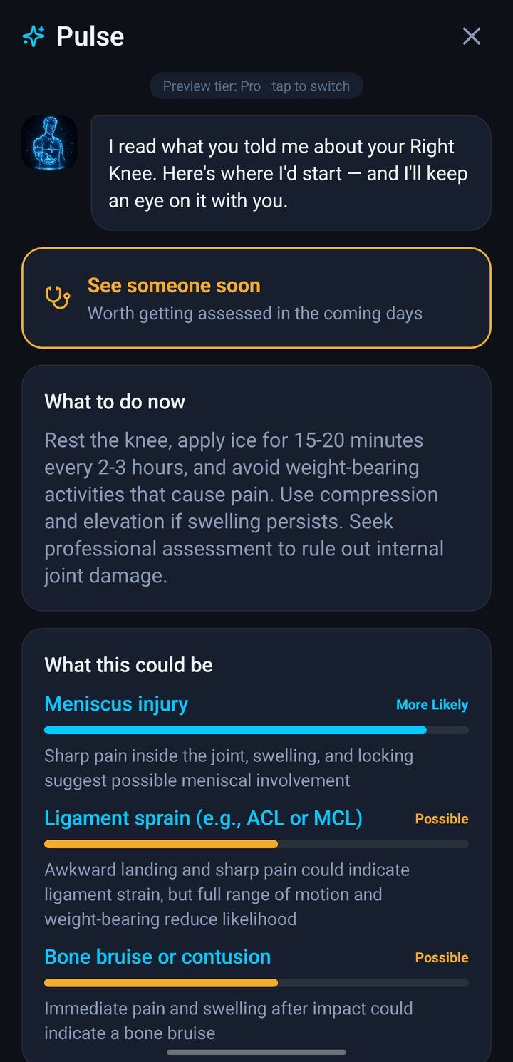 InjuryLog Pulse assessment: what to do now, what to watch, and when to see a professional